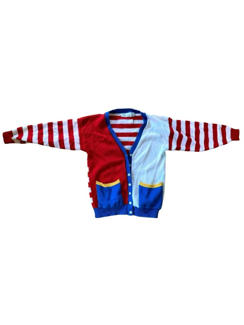 The Eagle's Eye Vintage Cardigan Sweater 90's Y2K Red White Blue Color Block - Picture 7 of 7